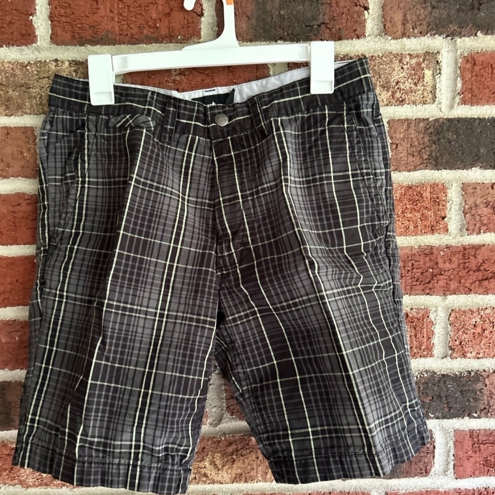 Plaid Black and Gray Men's Shorts